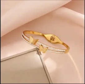 Gold Plated Butterfly Cuff Bracelet
